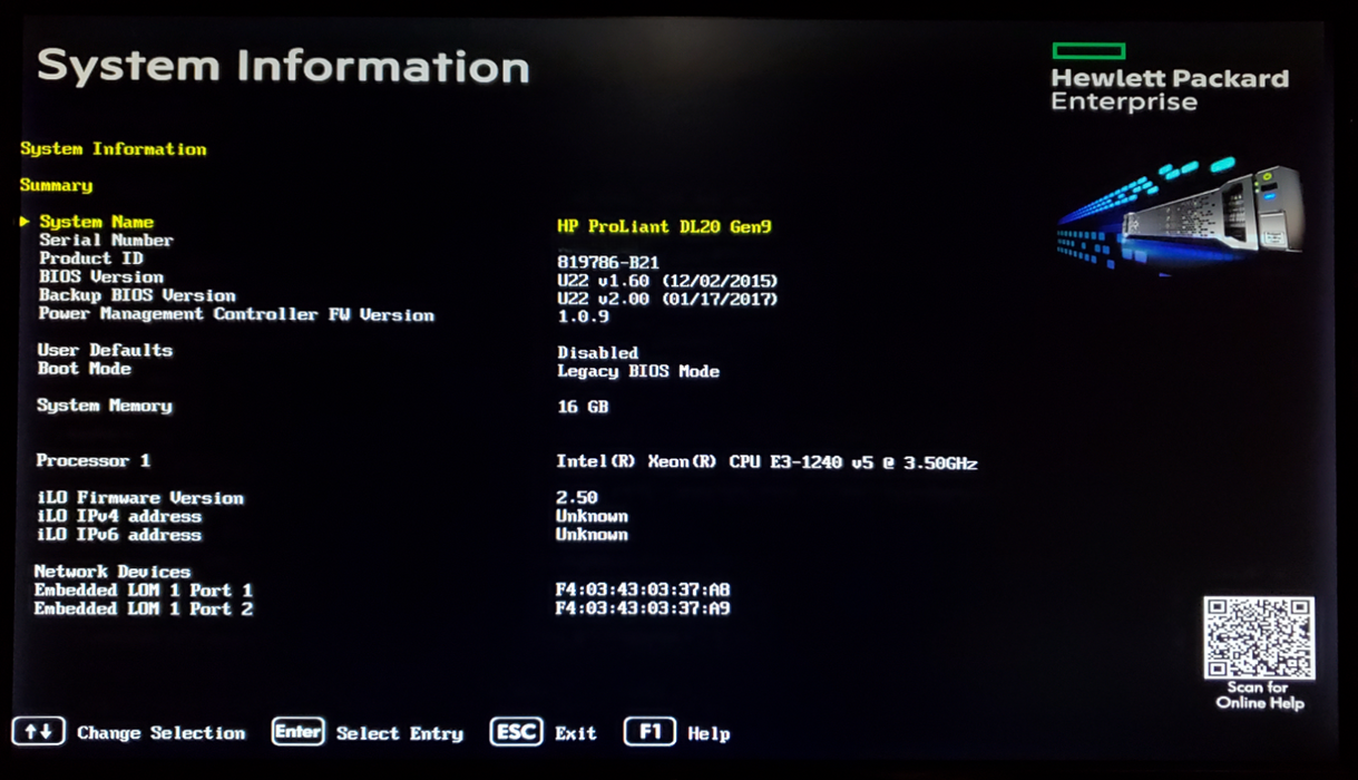 HP DL20 Gen9 1x Xeon E3-1240 v5 16GB RAM H240 - No HDD