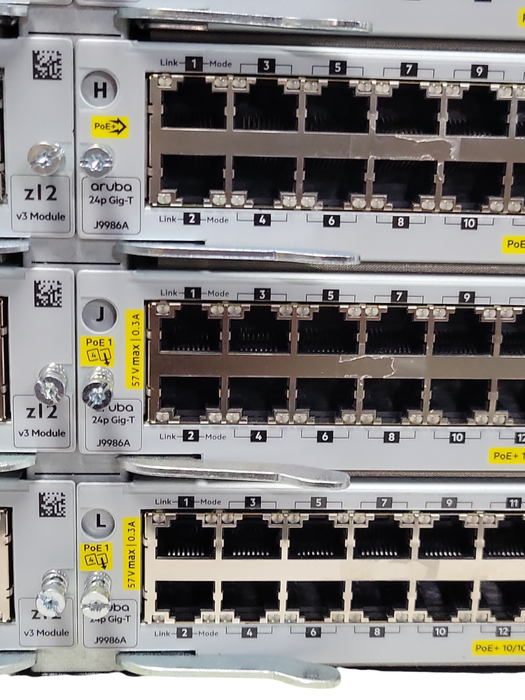HPE Aruba 5412R zl2 J9851A 1000BASE-T PoE+ w/ 11x J9986A, 1x J9990A, 4x PSU _
