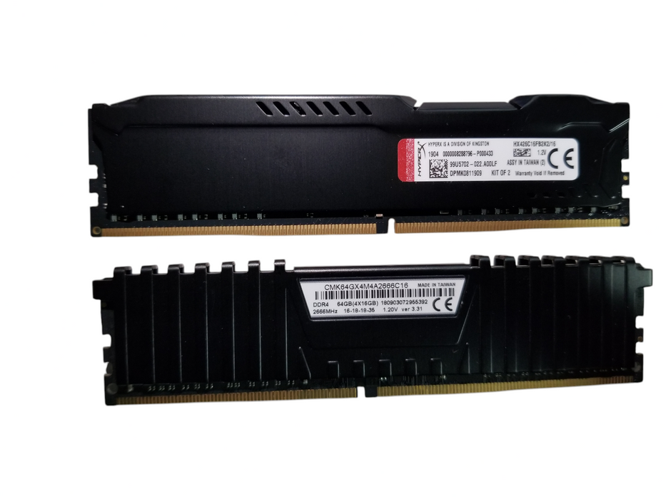 Lot 2x Gaming Desktop RAM DDR4 32GB 2x16GB Corsair Vengeance & HyperX Fury