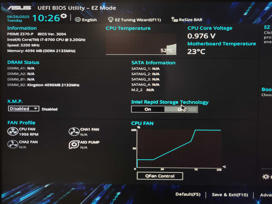 ASUS Prime Z390-P LGA1151 board w/ Core I7-8700 3.20GHz CPU, 4GB DDR4 RAM _