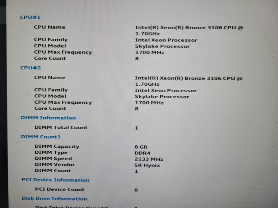 Lenovo ThinkSystem ST550 Intel 2x Xeon Bronze 3106 8GB RAM !
