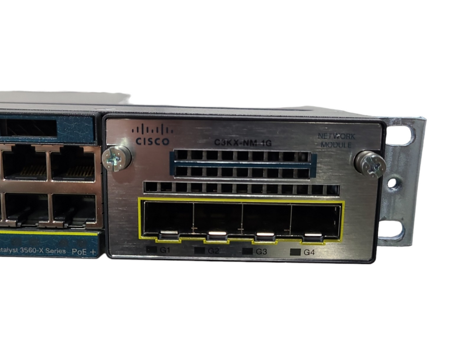 Cisco WS-C3560X-48PF-L 48 Port PoE+ Gigabit Switch, C3KK-NM-1G, 1x 350W PSU