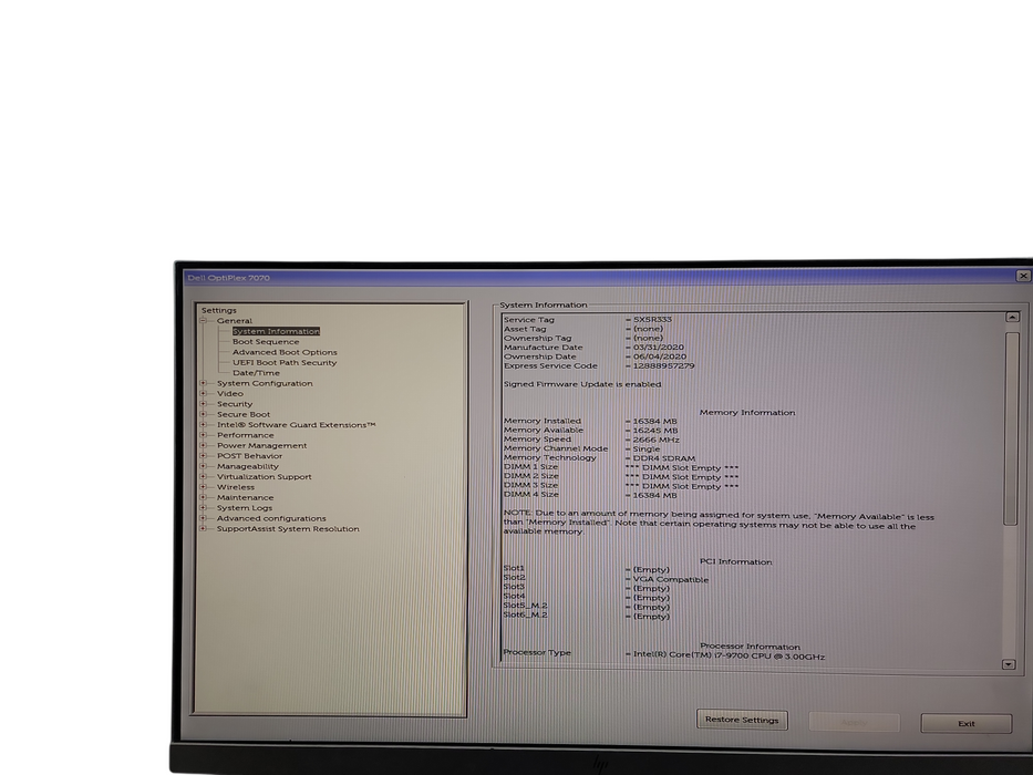 Dell OptiPlex  7070 MT i7 - 9700 @ 3.00GHz 16GB DDR4 Ram No HDD  Qθ