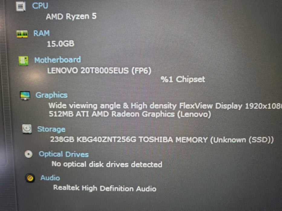 Lenovo ThinkPad E15 Gen 2 15.6-inch R5-4500u 16GB RAM 512Gb NVME   Lap200