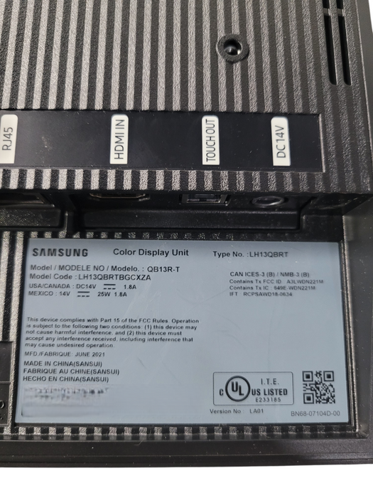 Samsung QB13R-T 13" Touchscreen Commercial Display Monitor HDMI USB Q