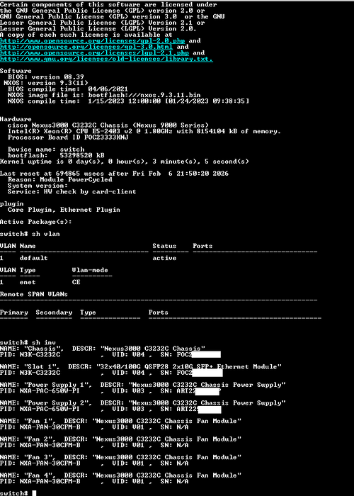 Cisco N3K-C3232C V04 Nexus 3232C 32-Port 100G QSFP28 Switch w/ Dual AC Q$