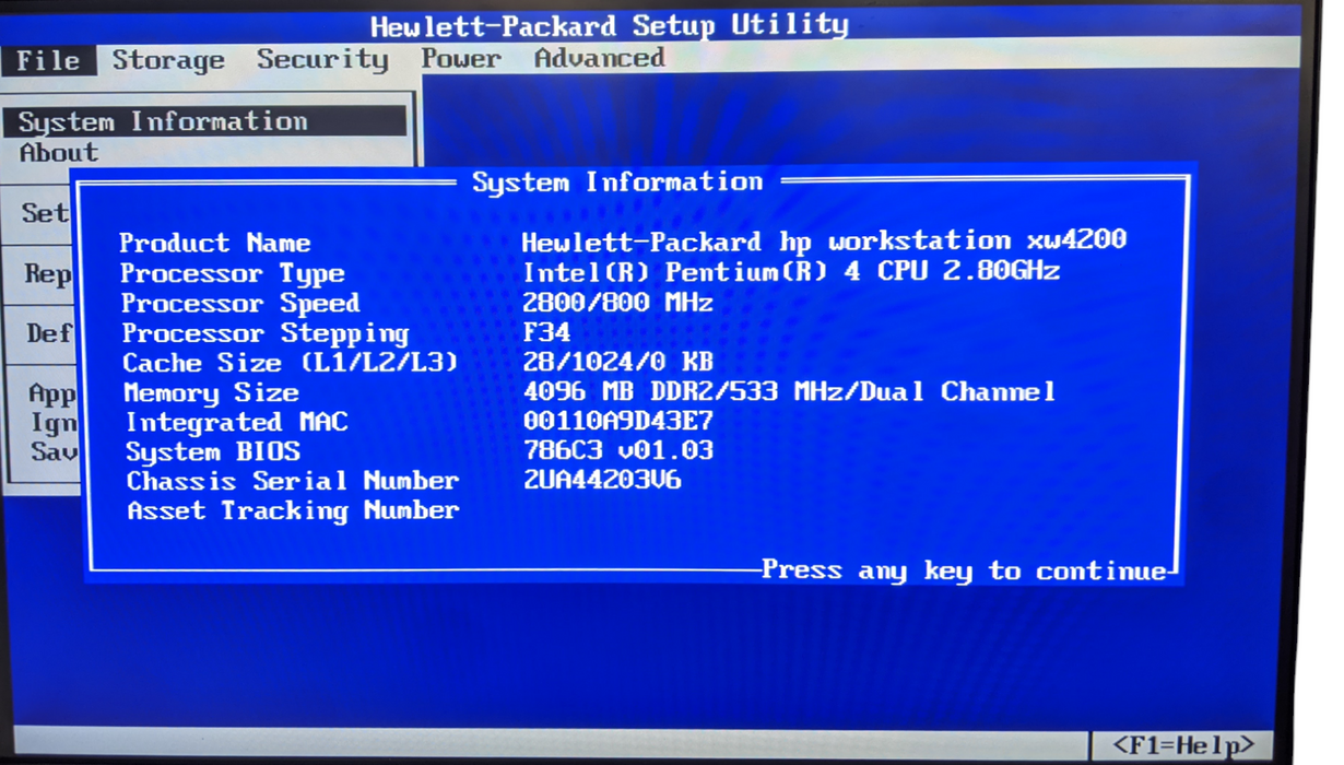 HP Workstation xw4200 | Intel Pentium 4 @ 2.80GHz | 4GB RAM | No HDD