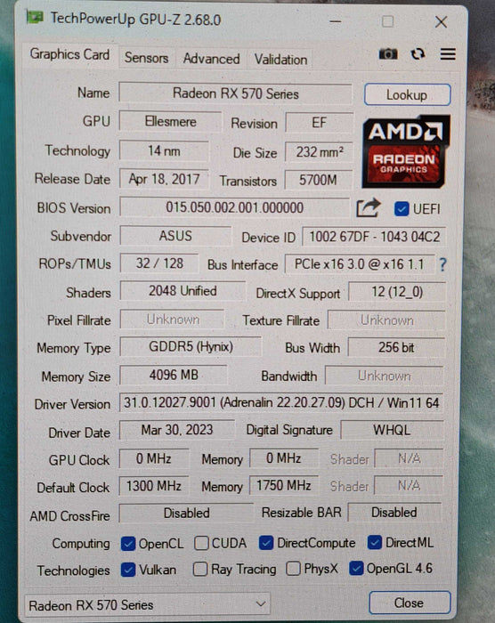 ASUS ROG Strix RX 570 4GB OC Gaming Graphics Card )