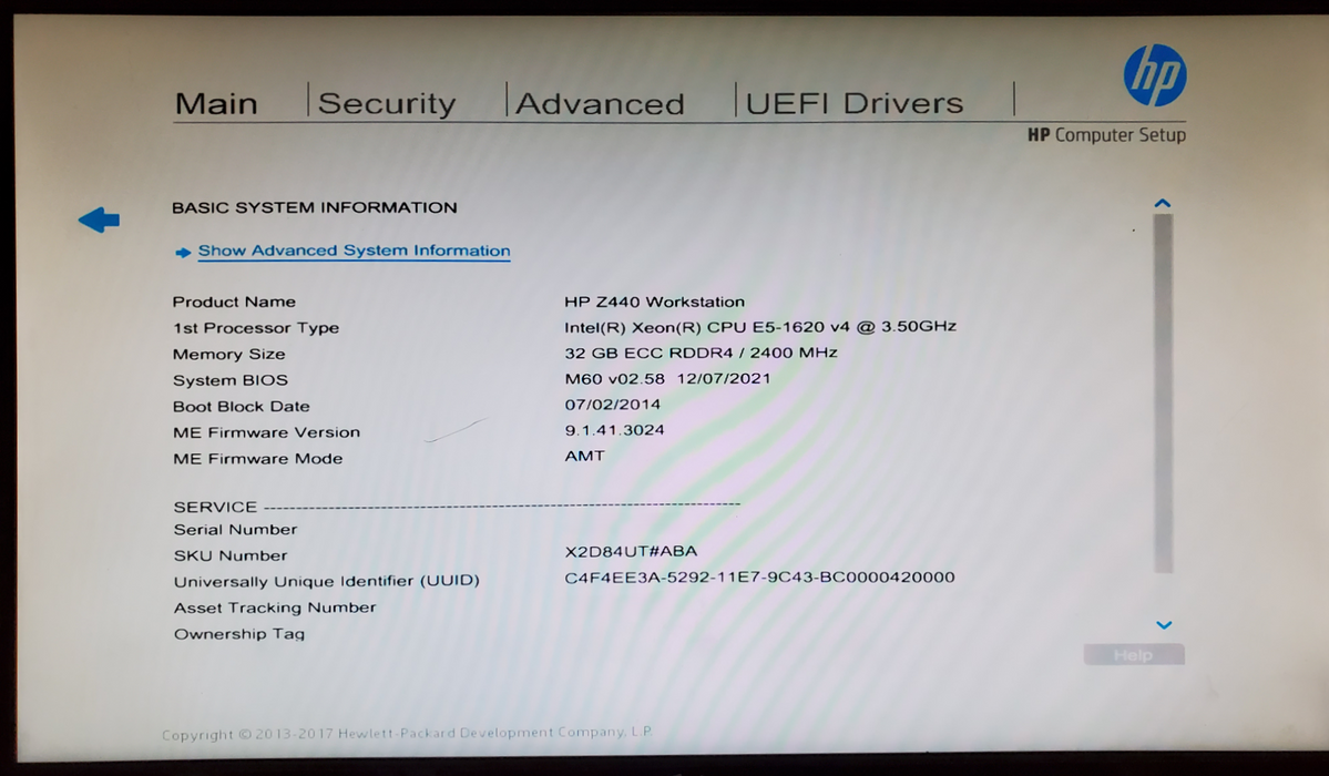 HP Z440 Workstation Xeon E5-1620 v4 32GB DDR4 - No HDD/GPU