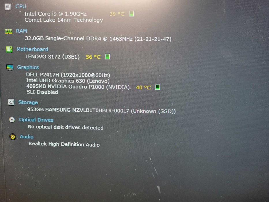 Lenovo ThinkStation P340 Tiny i9-10900T 32GB RAM 1TB NVMe P1000 GPU w/ AC $