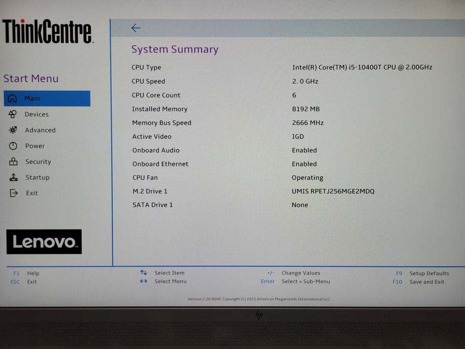 Lenovo ThinkCentre Mini M70q, Core i5-10400T 2.00GHz 8GB RAM, 256GB M.2 _
