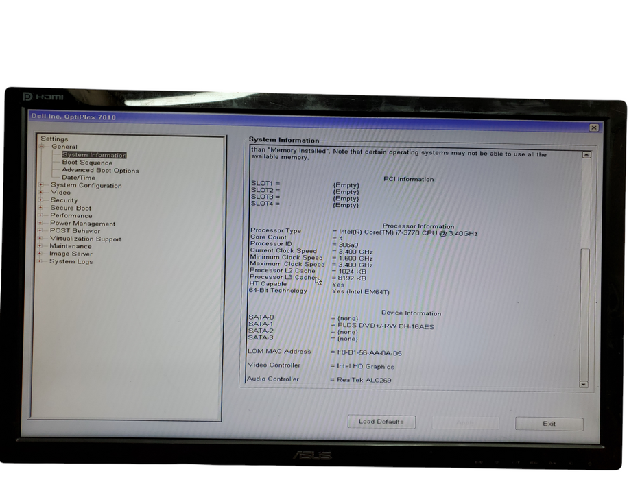Dell OptiPlex 7010 Tower, i7-3770, 4GB RAM, No HDD, No OS