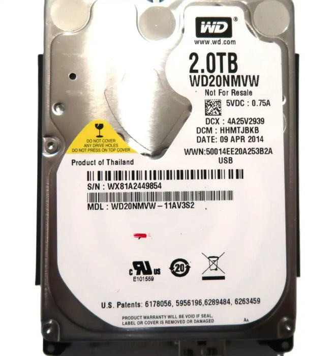 WD Black 2TB 15mm USB 3.0 Portable HDD WD20NMVW-11AV3S2 100% Health Q
