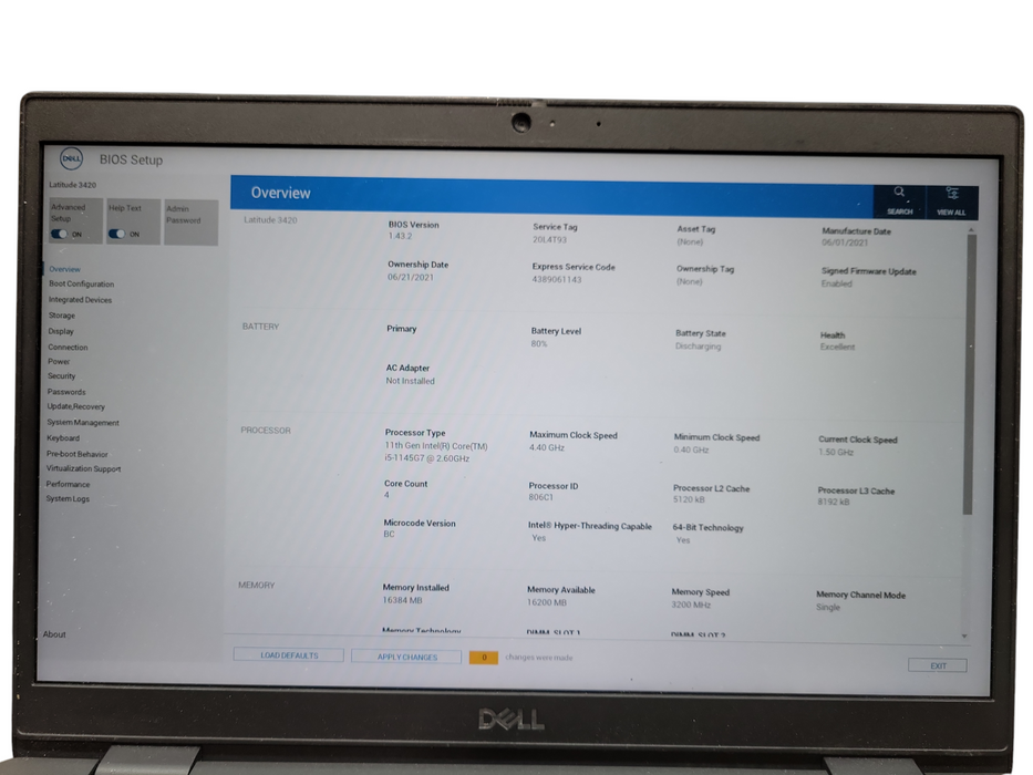 Dell Latitude 3420 i5-1145G7 @2.60GHz | 16GB DDR4 | 256GB NVMe ! Lap200