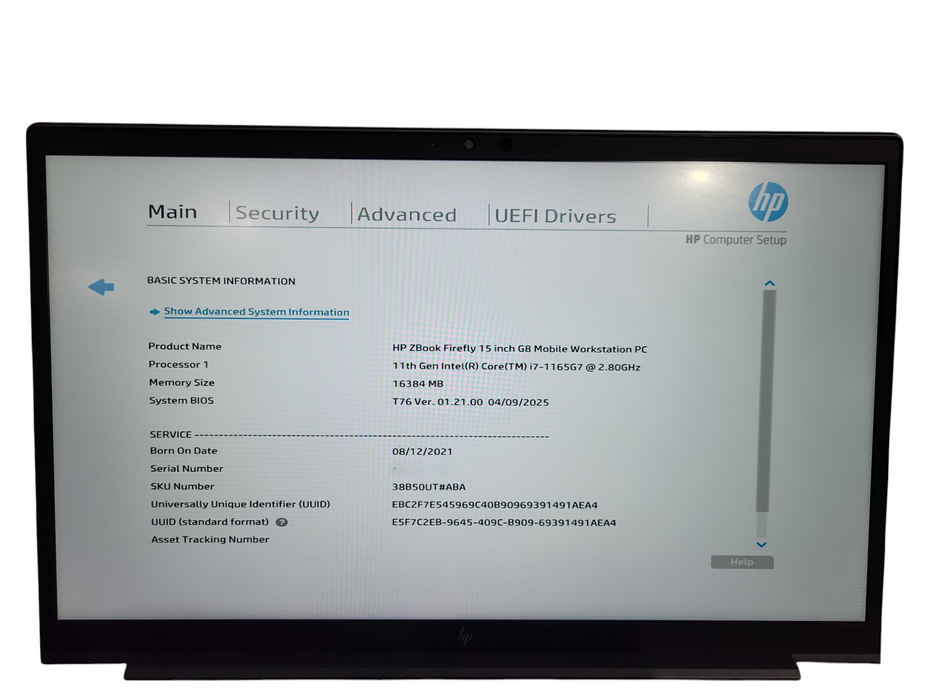HP ZBook Firefly 15 G8 i7-1165G7 @ 2.80GHz 16GB DDR4 256GB SSD READ Q! Lap200