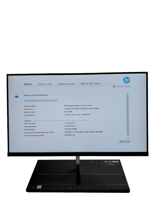 HP ELITEONE 1000 G2 23.8" AIO INTEL CORE I5-8500 3GHZ 8GB 256GB M.2 SSD