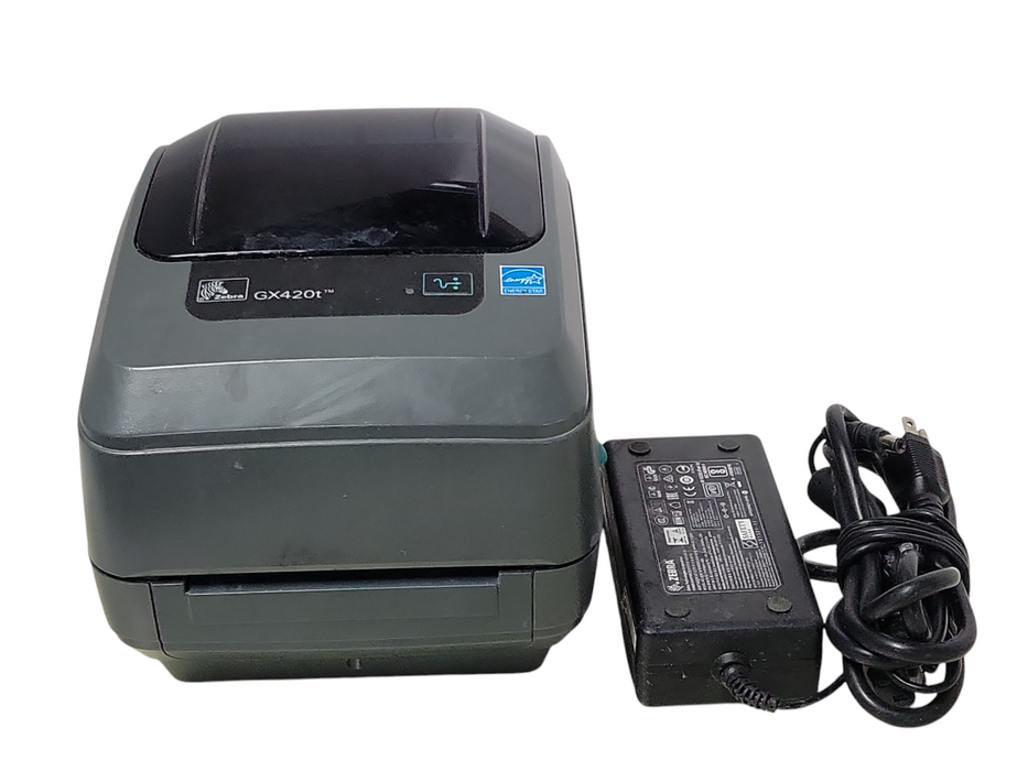 Zebra GX420T Thermal Printer USB and Ethernet GX42-102410-000 w/ Power adapte _