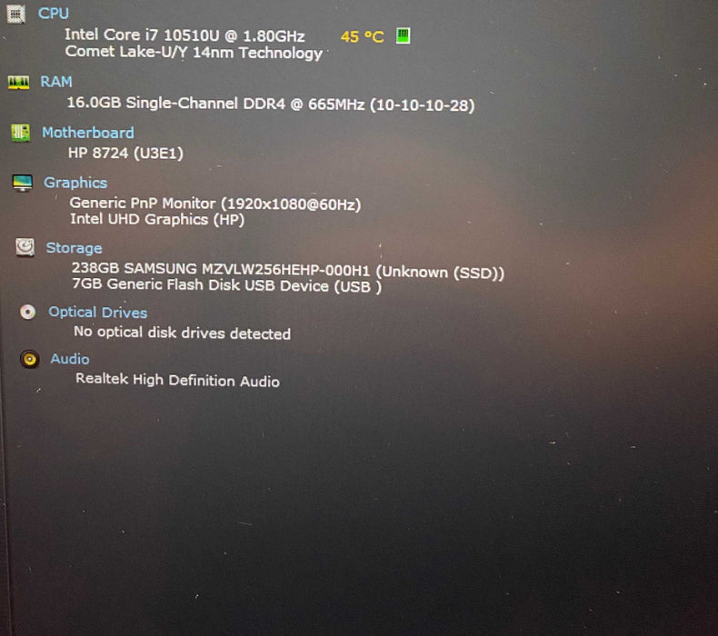 HP ZBook Firefly 15" G7 i7-10510U@1.80GHz 16GB RAM 256GB SSD READ  Lap200