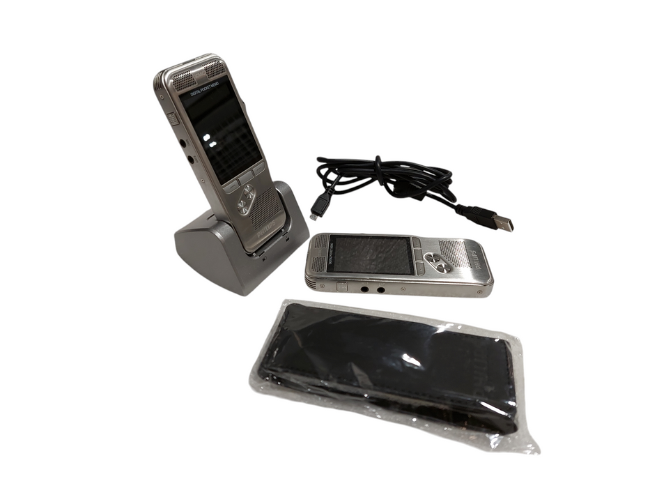 2-Phillips Digital Pocket Memo 3DMIC Digital Speech Recorders With Dock  =