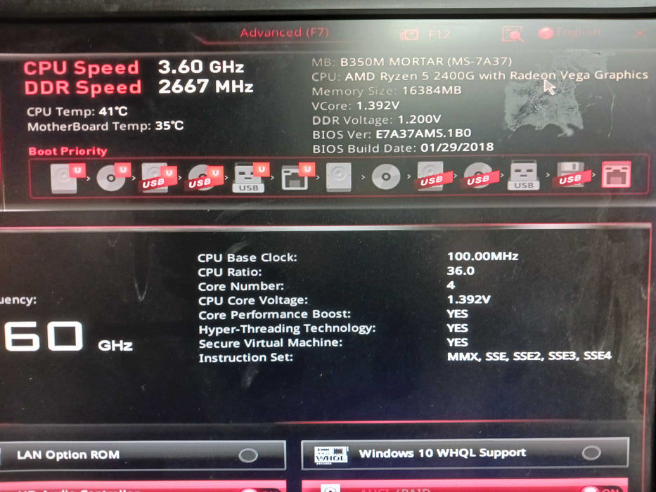 Corsair Custom PC AMD Ryzen 5 2400G MSI B350M Mortar 16GB DDR4 No HDD