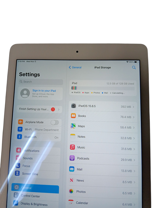 Apple iPad Air 2nd Gen - Silver - 128GB [A1566] Q