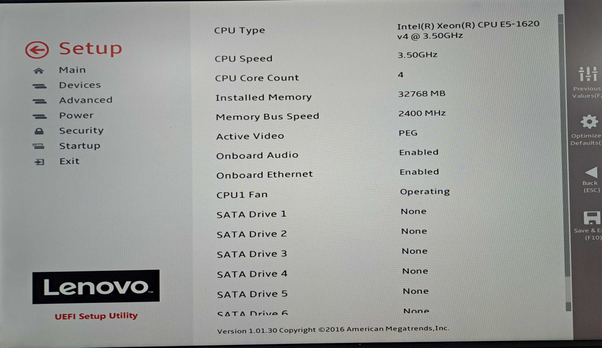 Lenovo ThinkStation P510 | Xeon E5-1620 v4, 32GB DDR4, GTX 750 Ti, No HDD )