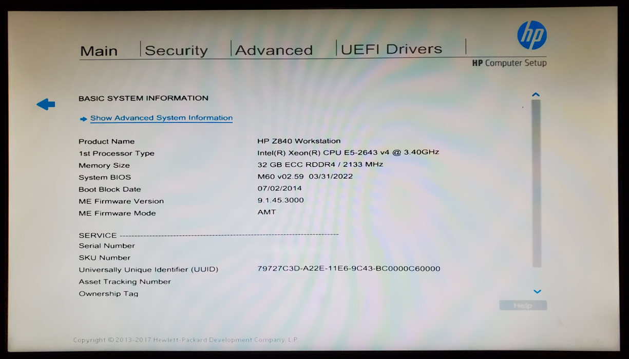 HP Z840 Workstation 1x Xeon E5-2643 v4 32GB RAM - No HDD/GPU