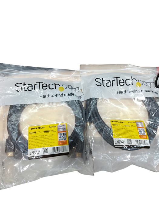 Lot 2x Startech 15ft (5m) Premium Certified High Speed Hdmi Cable 4k 60hz