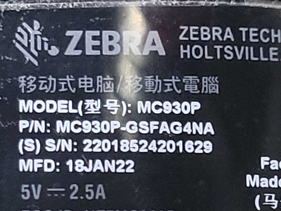Zebra MC930P-GSFAG4NA Mobile Computer, No Battery, Factory Reset Q_