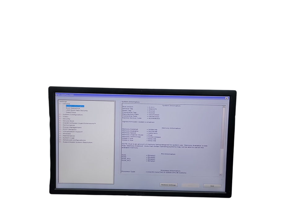 Dell OptiPlex 3080 SFF i5 - 10500 @ 3.10GHz 16GB DDR4 Ram No HDD Qθ