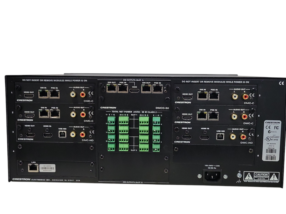 Crestron DM-MD8X8 8x8 Media Switcher 4x DMC-C, 1x DMCO-50, 2x DMC-HD, READ _