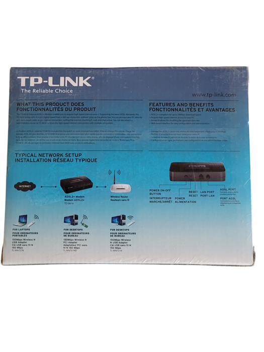 TP-Link ADSL2 + Modem 24 Mbps Downstream Bandwidth TD-8616