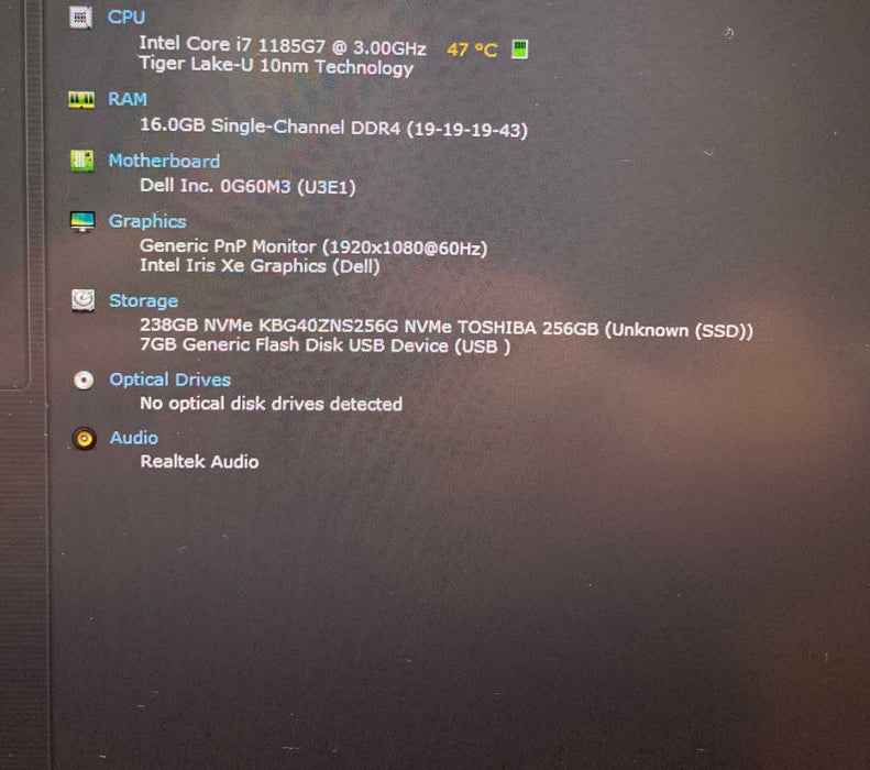 Dell Latitude 5520 Core i7-1185G7@3.00GHz 16GB RAM 256GB SSD  Lap200