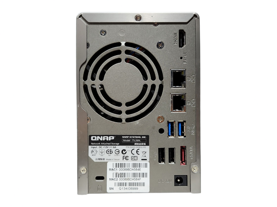 QNAP NAS TS-269L, 2-Bays NAS w/ 2x 2TB HDDs, No Power Adapter