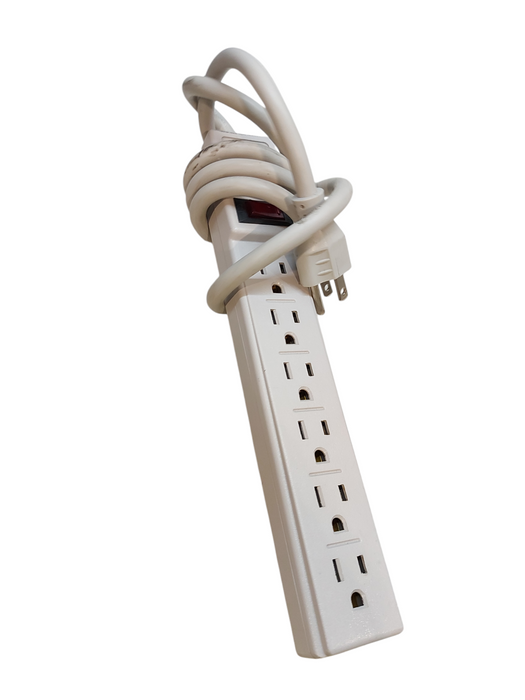 Lot of 5x White Power Extension Cords with Six Outlet | Power Strips | Q