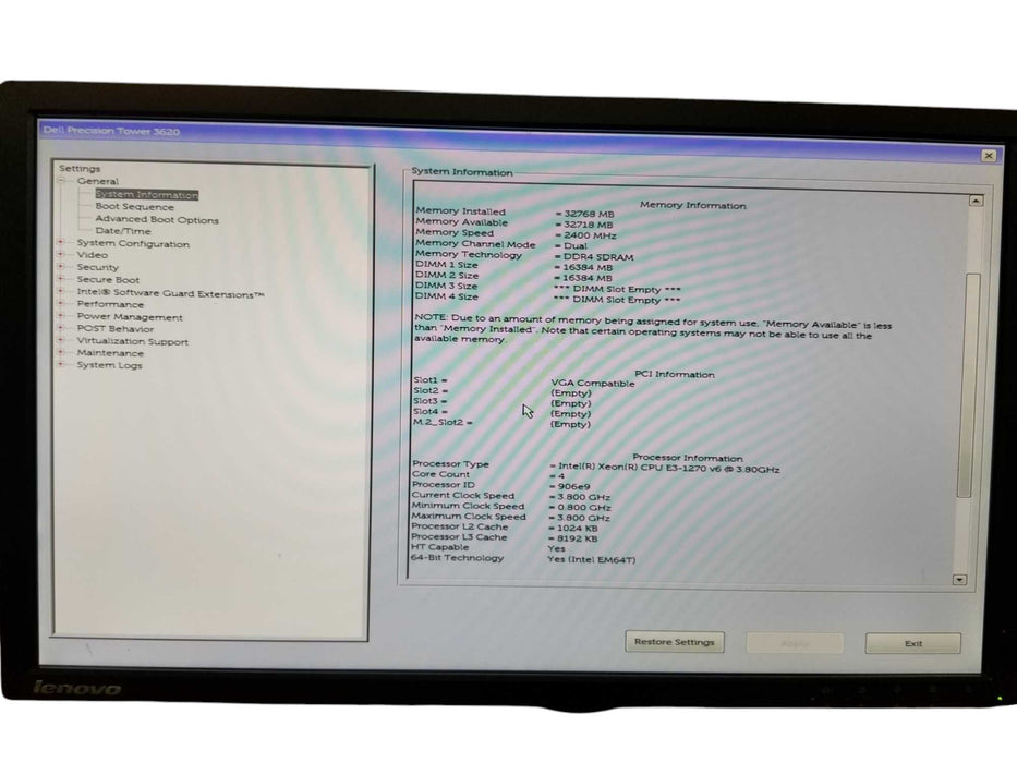 Dell Precision Tower 3620, Xeon E3-1270 v6, 32GB DDR4, Quadro M2000, NoHDD