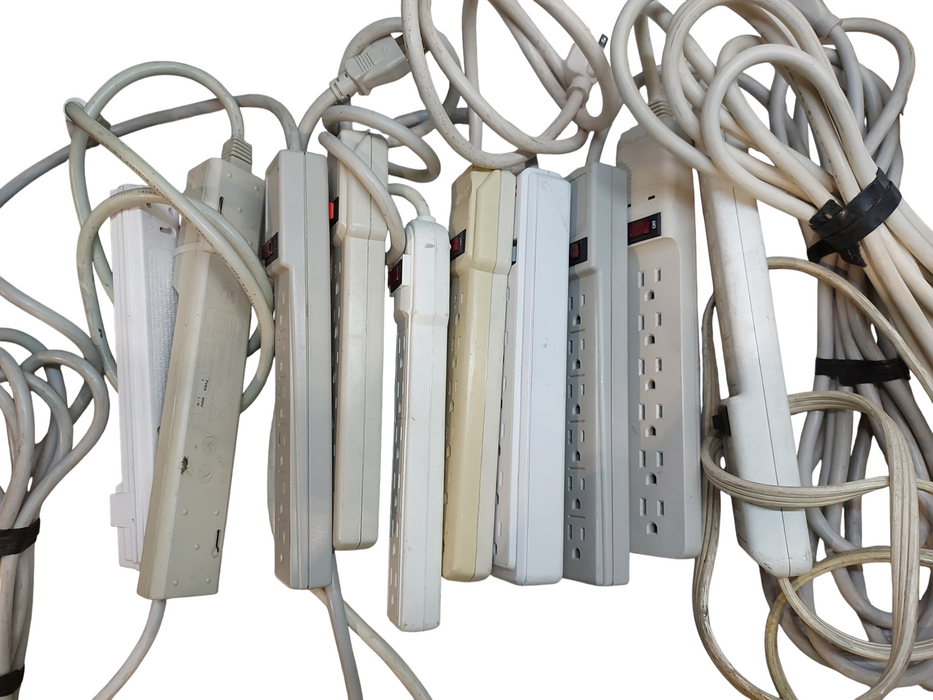 Lot 10x 6-Outlet Flat Plug Power Bar- Assorted Brands