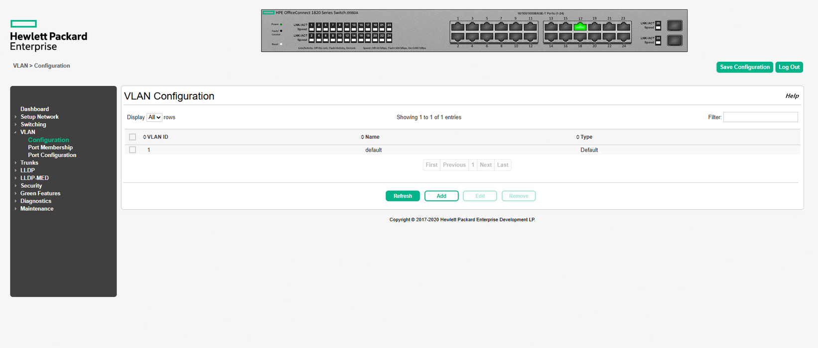 HPE OfficeConnect 1820-24G | 24-Port Gigabit Ethernet Switch | J9980A