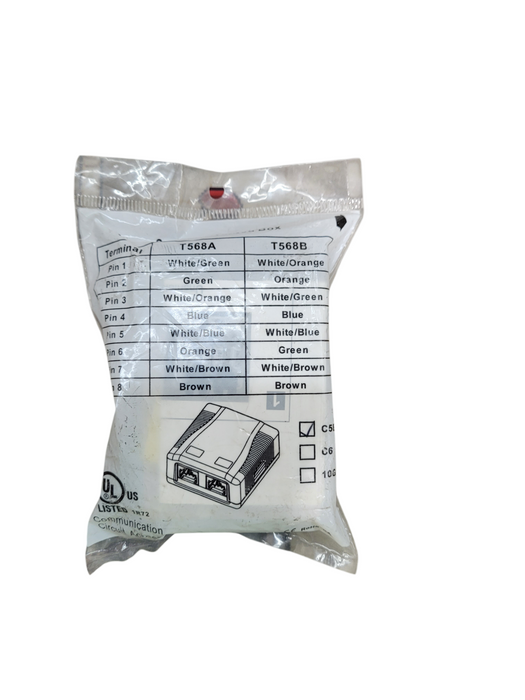 MONOPRICE 7091 Surface Mount Box, Cat5e, 2Port , White MP-B06112