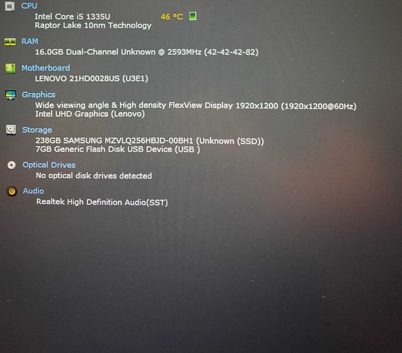Lenovo ThinkPad T14 Gen 4 Core i5-1335U@1.30GHz 16GB RAM 256GB SSD Q Lap200