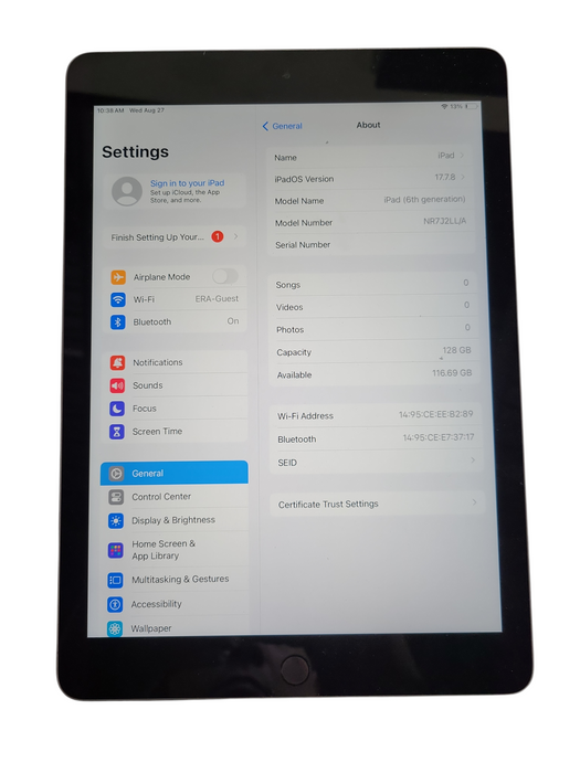 Apple iPad 6th Gen - 128GB - Space Gray A1893 | READ