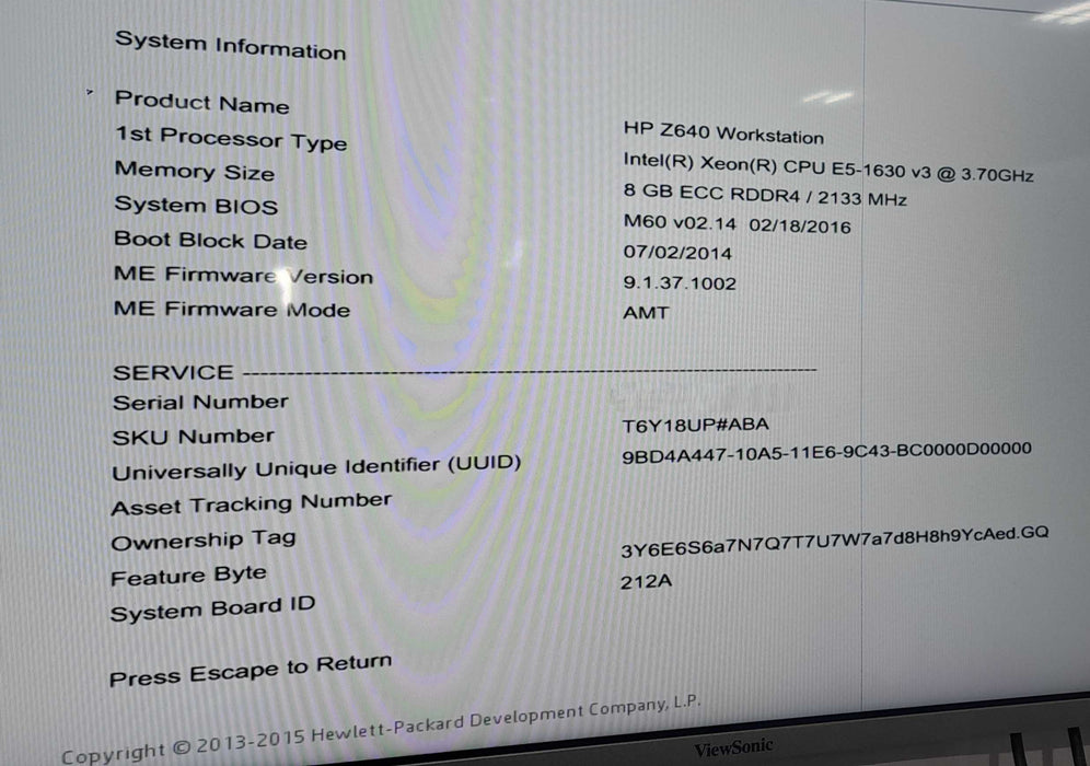HP Z640 Workstation Xeon CPU|e5-1630 V3|8GB DDR4| No HDD|Quadro FX 1800 Q