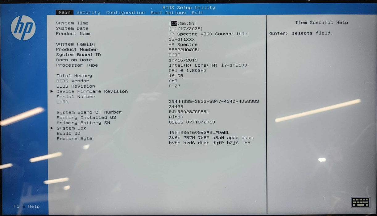 HP Spectre x360 Convertible TOUCH, i7-10510U 1.8GHz, 16GB DDR4, 512GB NVMe  Lap200