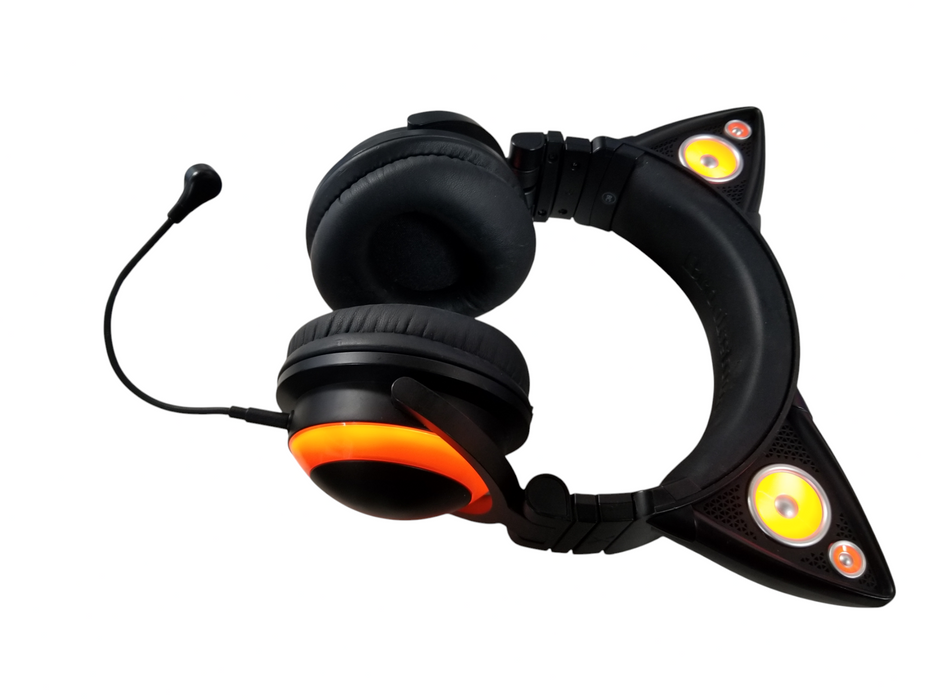 Brookstone wired Cat Ear Headphones w/ LED Lights and Case.