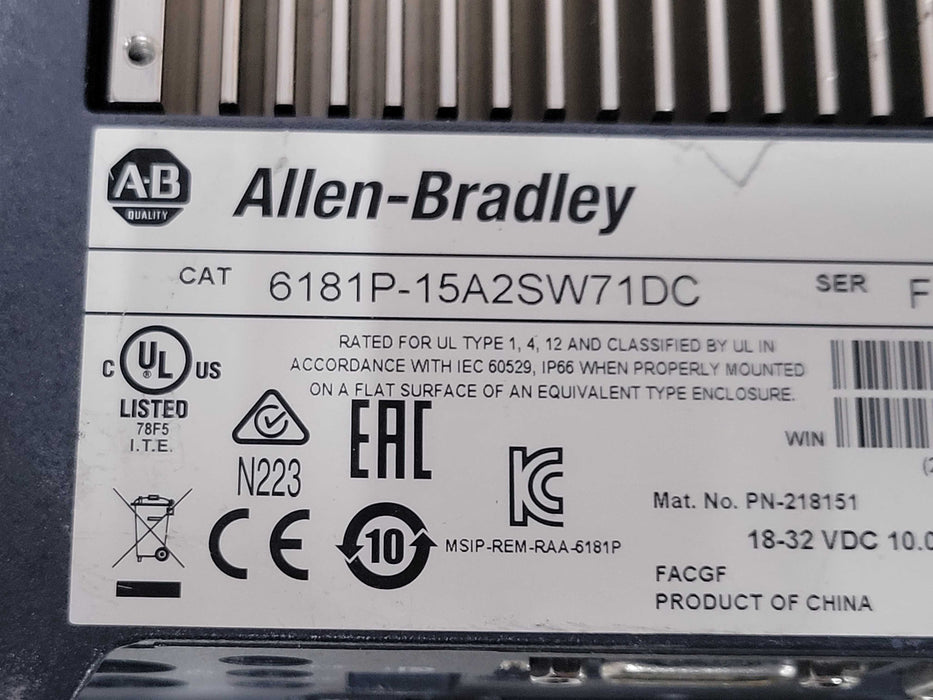 allen bradley 1500P 6181P-15A2SW71DC Operator Interface Panel, READ _