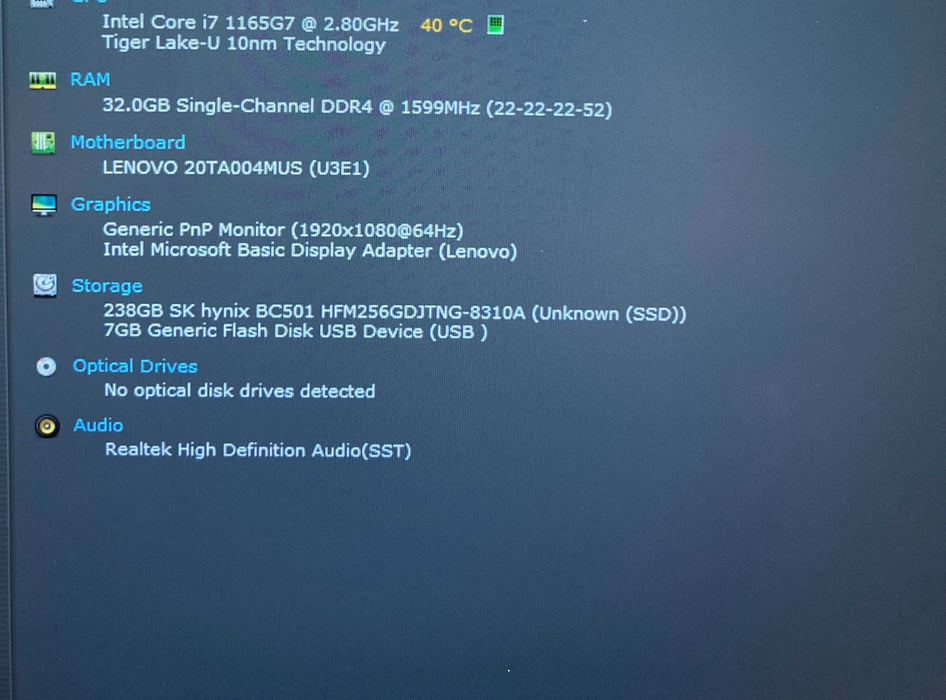 Lenovo ThinkPad E14 TOUCH Core i7-1165G7@2.8GHz 32GB RAM 256GB SSD  Lap200