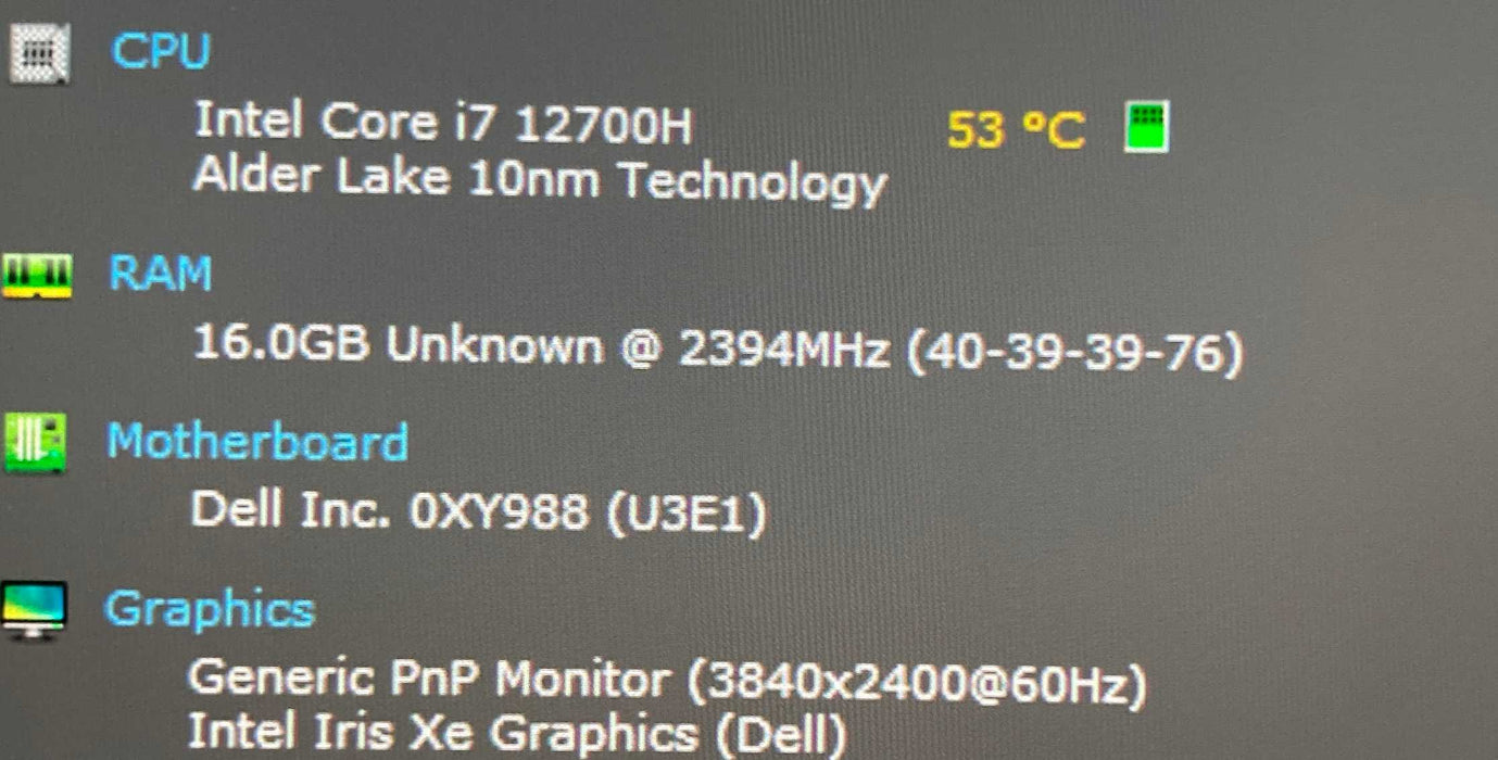 Dell Precision 5570 4K TOUCH i7-12700H RTX A2000 8GB 16GB RAM 256SSD READ! Q Lap200
