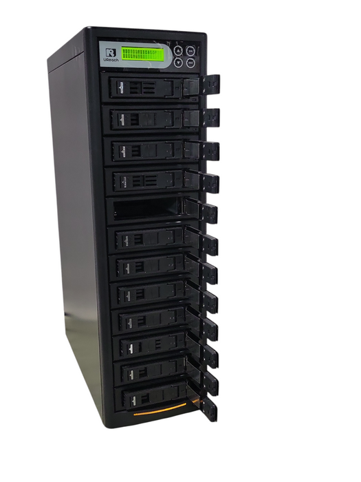 U-Reach 12-Bay SATA hard disk duplicator / eraser tower, REAd _