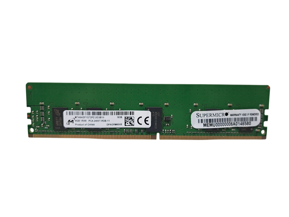 Micron 8GB 1RX8 PC4-2400T-RDB-11 | DDR4 Server Memory MTA9ASF1G72PZ-2G3B1 Q)