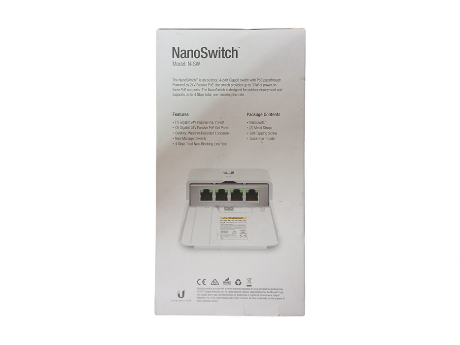 *OPEN BOX* Ubiquiti NanoSwitch N-SW Outdoor 4-Port PoE Passthrough Switch